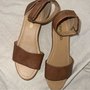 Brown Leather Sandals with Ankle Strap